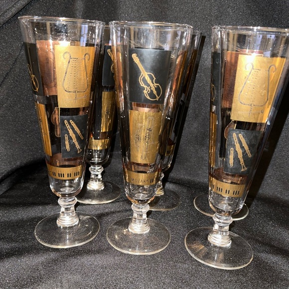 Vintage Music by Muzak Pilsner Beer Glasses set of (6) - Picture 12 of 13